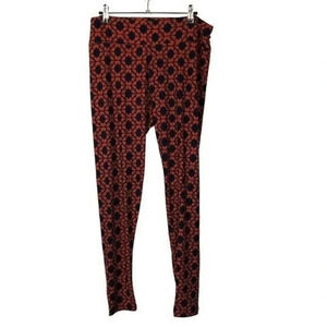Lularoe Tall & Curvy Navy Blue & Orange Printed Leggings OS